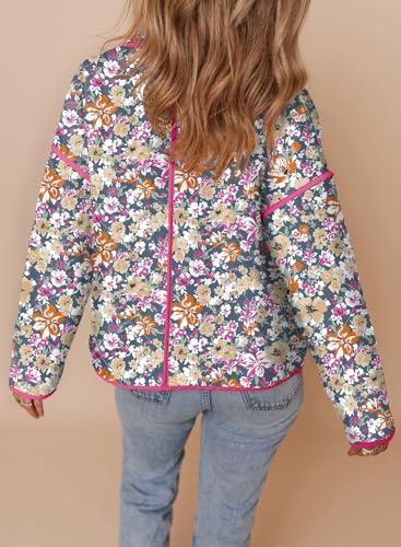 Dokotoo Women's Quilted Winter Jacket: Cozy Floral Puffer with Long Sleeves and Pockets - Medium Multicolour Edition - Image 3