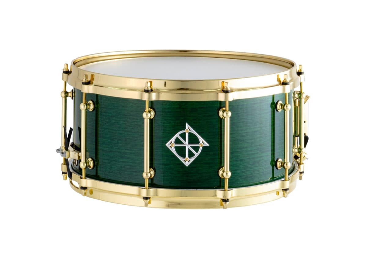 Dixon Artisan Snare Drum 14x6,5" – Kupferkessel mit Roségold-Hardware, Transparent Grün, Modell PDSAN654CBRG1 – Premium Snare für Studio & Bühne