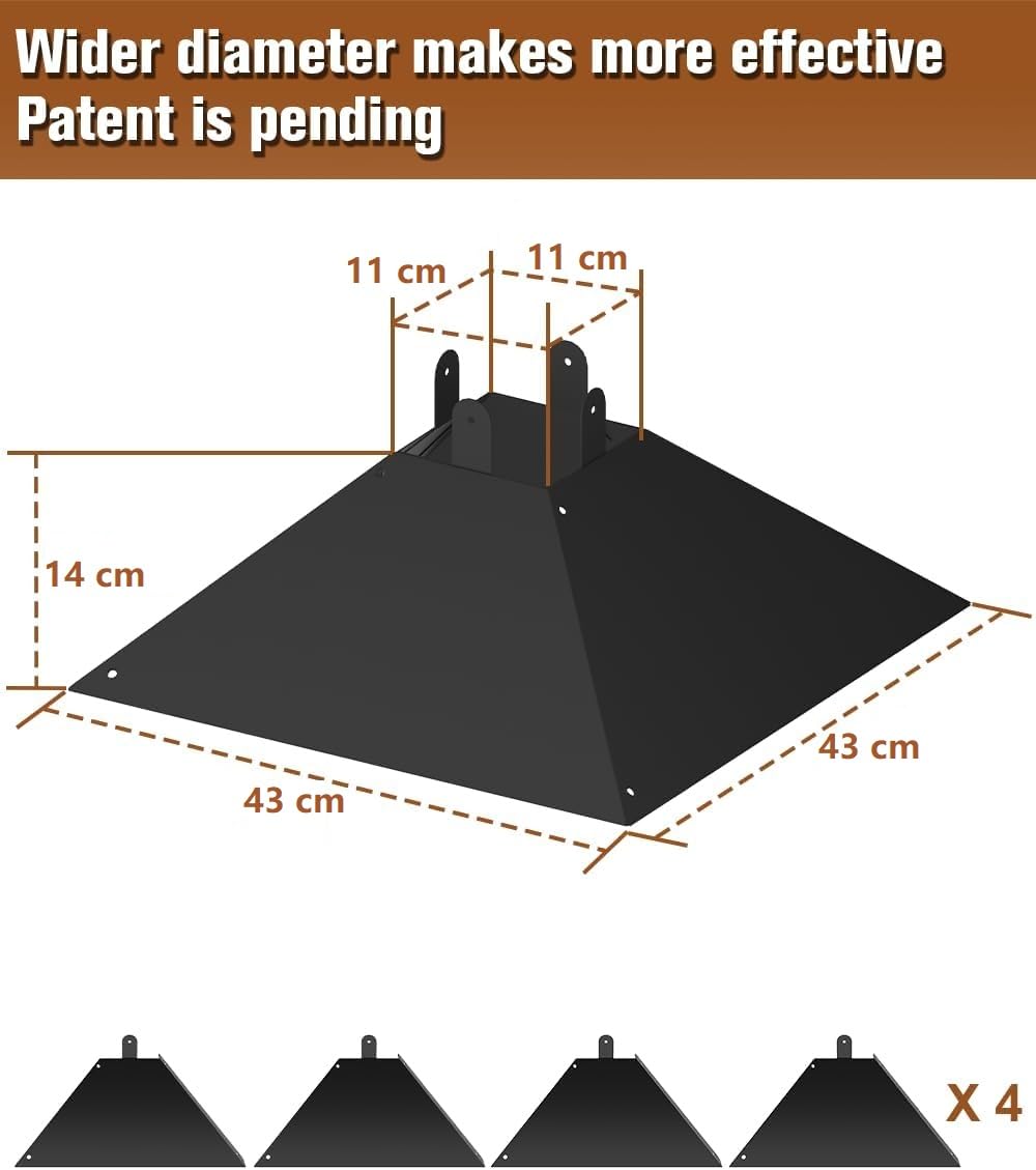 Garbuildman Deflector de ardilla de metal para postes de madera de 4 x 4, protector de comedero de pájaros a prueba de ardillas de 17 pulgadas, disuasorio al aire libre para postes de madera, 1