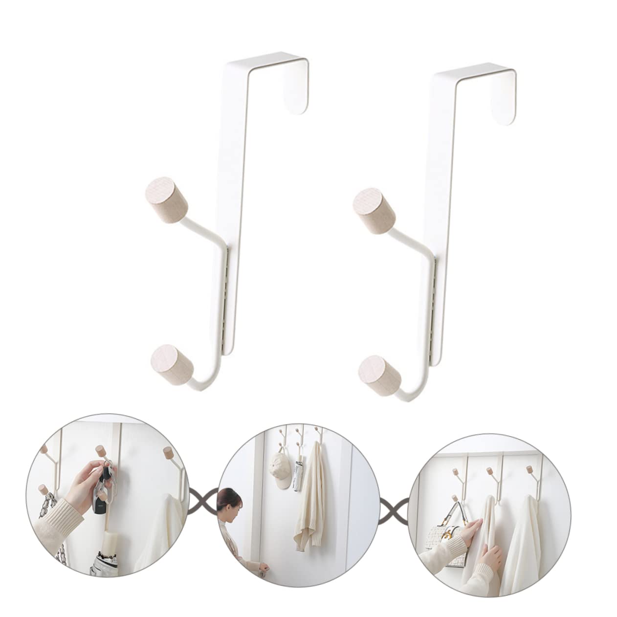 CIYODO 2pcs Shelf Cabinet Hooks Over Door Towel Hooks Door Towel Racks for Bathroom Door Organizer Hanger Utility Hook Creative Over Door Hooks Over The Door Hooks Scarf Rack White Iron