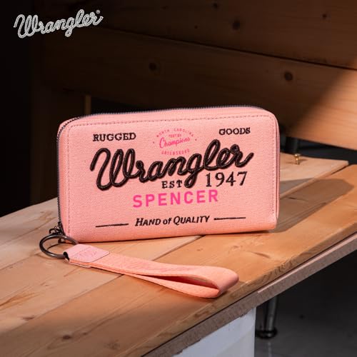 Image of Montana West X Wrangler Wristlet Wallets for Women Classic Retro Wallet Purse Bifold Credit Card Wallets for Women Oversized Logo Clutch Wristlet