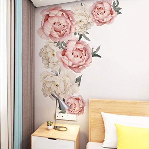 Peony Wall Stickers,Floral Wall Stickers Peony Flower Pattern Wall Stickers Art Applique Bedroom Decoration Background Sticker - Image 3
