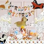 Dog Birthday Party Supplies - Cut Puppy Dog Paw Party Supplies for Doggy, Kids, Birthday Includes Plates, Cups, Napkins, Tableware, Tablecloth, Banner, Balloons, Cake Toppers - Serves 20 - Image 3