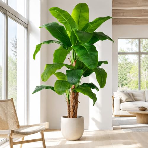 Image of 9ft Extra Tall Artificial Banana Tree, Fake Banana Leaf Plant with 24 Faux Banana Leaves, Perfect for Home Indoor Outdoor Patio Office Tropical Decor