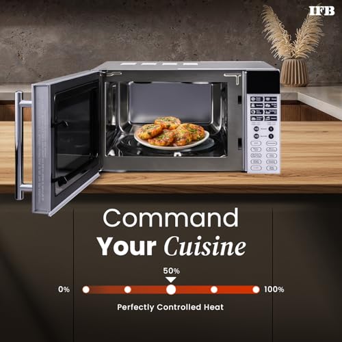 Image of IFB 20L Convection Microwave Oven, 24 Standard Cook Menus (20SC2, Metalic Silver, Steam Clean, Weight Defrost, Grill & Multi-Stage Cooking, 10 Power Levels)
