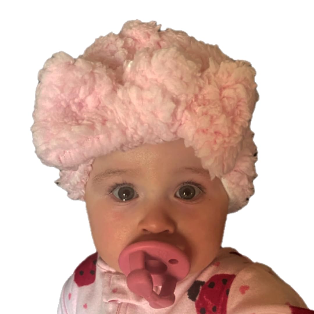 Baby Beanie Girls Light Pink Bow Infants Kids Toddlers Girls Fall Winter Warm Thick Lambswool Soft