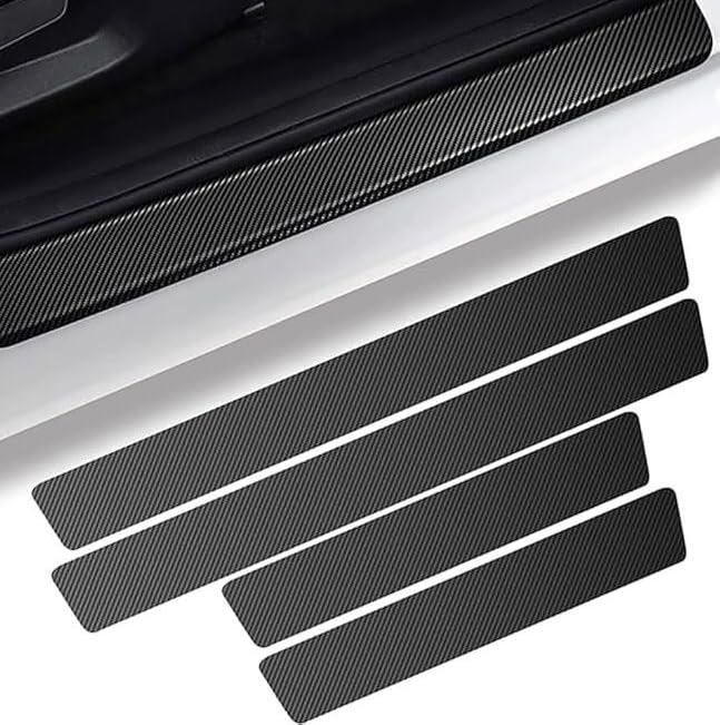 4 Pcs Car Door Sill Protector Strips Set for Chevrolet Suburban 2015-2020, Carbon Fiber, Reducing Scuff Anti-Scratch, Styling Decoration Accessories