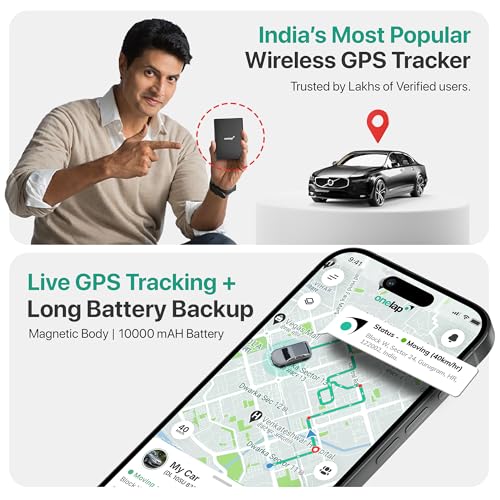 Image of Onelap GO Portable GPS (with 12 Months 4G SIM Recharge) - Wireless GPS Tracker for Car, Kids School Bag, Scooty or Trucks | 10000 mAH Battery | Voice Monitoring | Magnetic Grip | 1 Yr Android iOS app