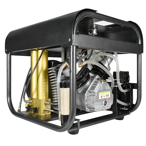 TUDIVING Compresor de aire PCP | Sistema integrado de refrigeración y filtración de agua | Apagado automático | Compresor de buceo para llenar tanques de buceo y rifles de aire para paintball