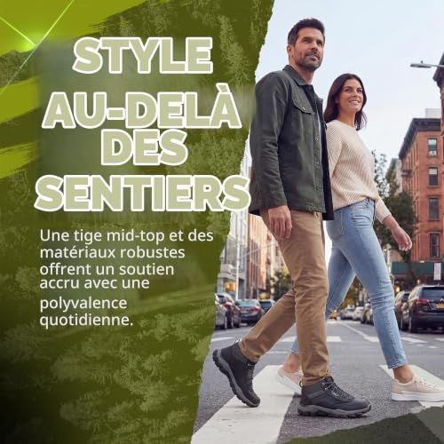 Skechers Santoro Hopkins Bottes de randonnée pour homme, Maille synthétique en cuir noir, 42 EU