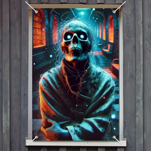 Banner Halloween ventana diseño calavera 31x47 pulgadas miniatura 7