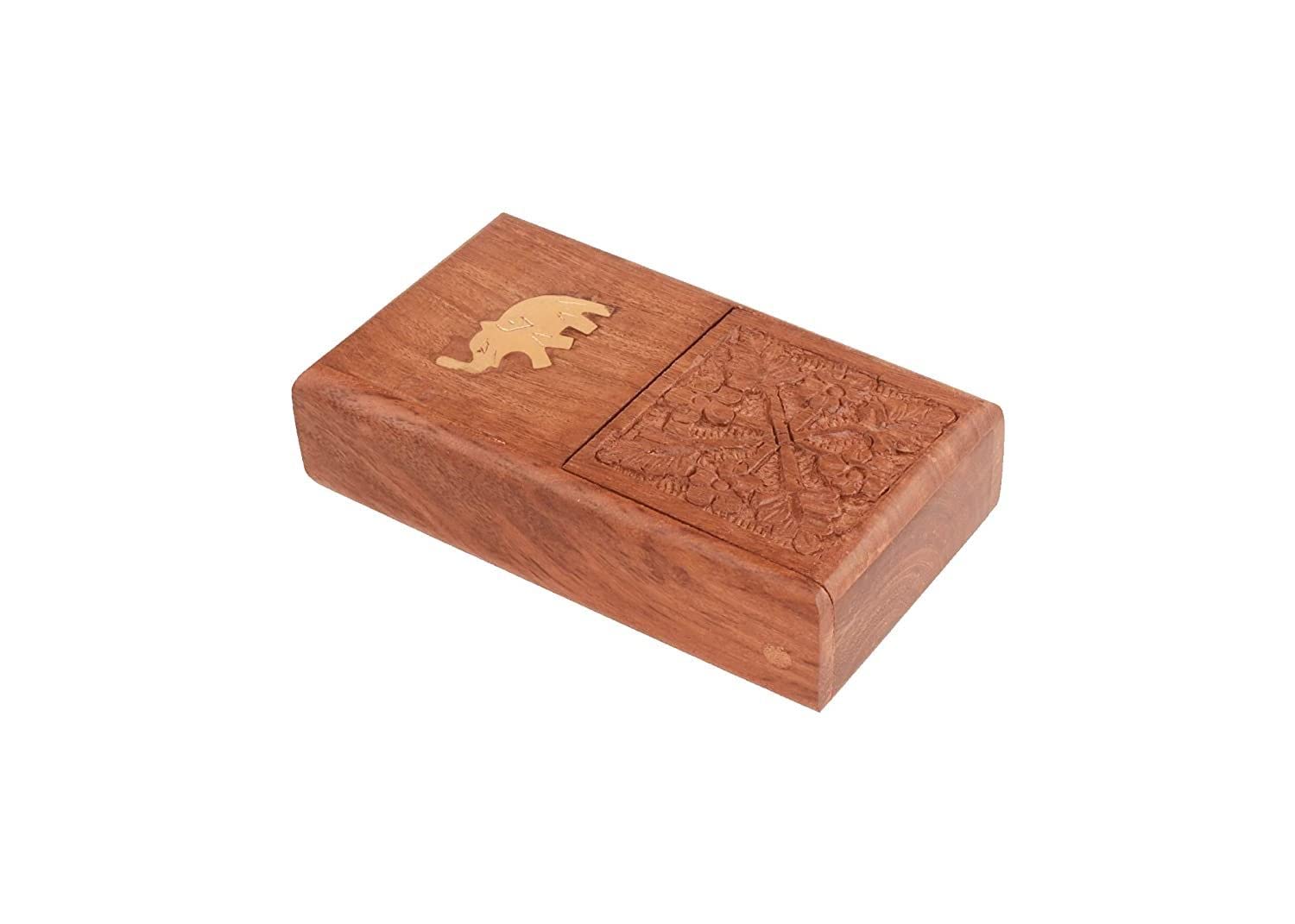 Kesha WoodKraft Rosewood Sheesham Wood Pocket Cigarette Case Holder Stand (4.96 X 2.68 X 1.12 inch, Brown), Perfect to Keep 10 Cigarettes-picture-13