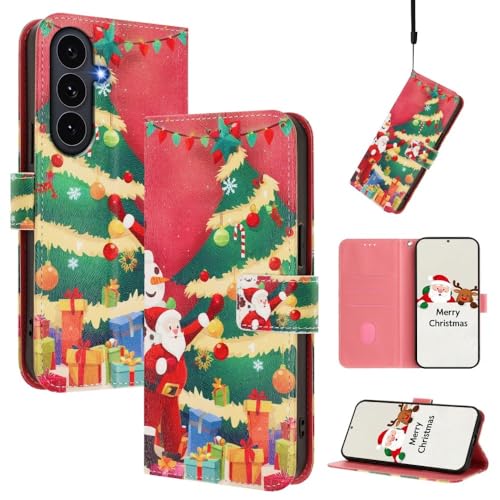 Étui en cuir Samsung Galaxy A06 avec motif sapin de Noël finition premium