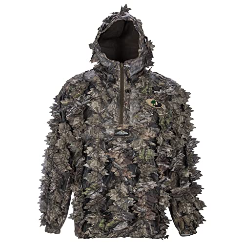 Image of North Mountain Gear Leafy Camo Hunting Jacket - Lightweight 1 /2 Zip Hoodie with Hood & Pouch