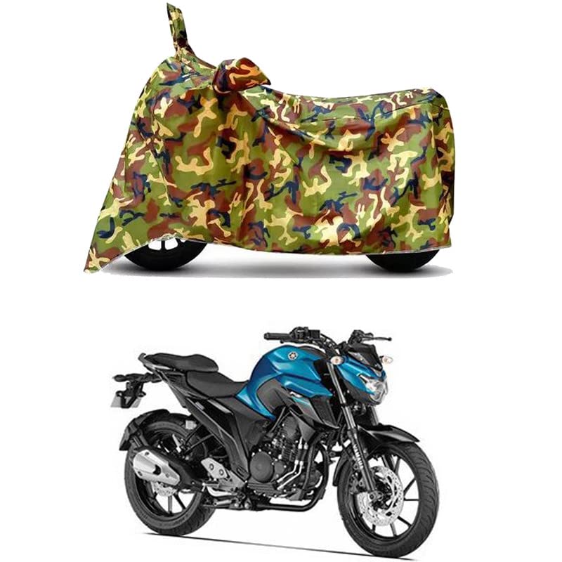 Image of Waterproof 100% PVC Coated Full Bike Scooty Two Wheeler Body Cover Compatible for Yamaha FZ 25 STD /UV-Rays /Heat Protection /Birds Dropping /Scratchproof /Dust Proof [6X6 Jungle Print]