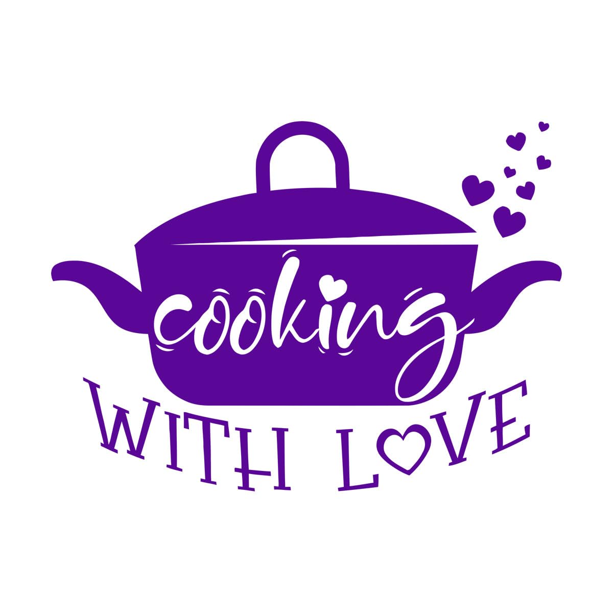 Cooking with Love Quote Wall Decal Kitchen Wall Decals Vinyl Lettering Stickers Poster Home Decor Living Room Kitchen Large - 48x67cm — image 1