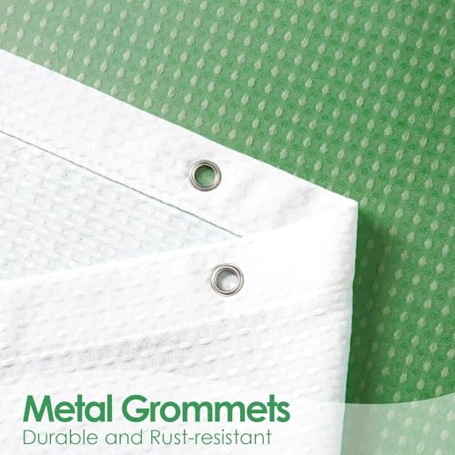 Image of HOMETHREADS Embrace Luxury with Our 6-Feet Long Premium Polyester Shower Curtain with 12 Hooks for a Lavish Bathroom Ambiance | Stylish, Splendid, and Perfectly Sized (White Shade Green, 180x200cm)