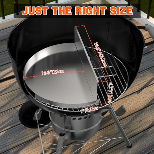 onlyfire Halbrund Tropfschalen mit Abnehmbarer Holzkohletrenner, Grilltropfschalen für Weber 57cm Kugelgrills, Edelstahl Grillschalen, Fettauffangschale, 42,2 X 27 X 12cm