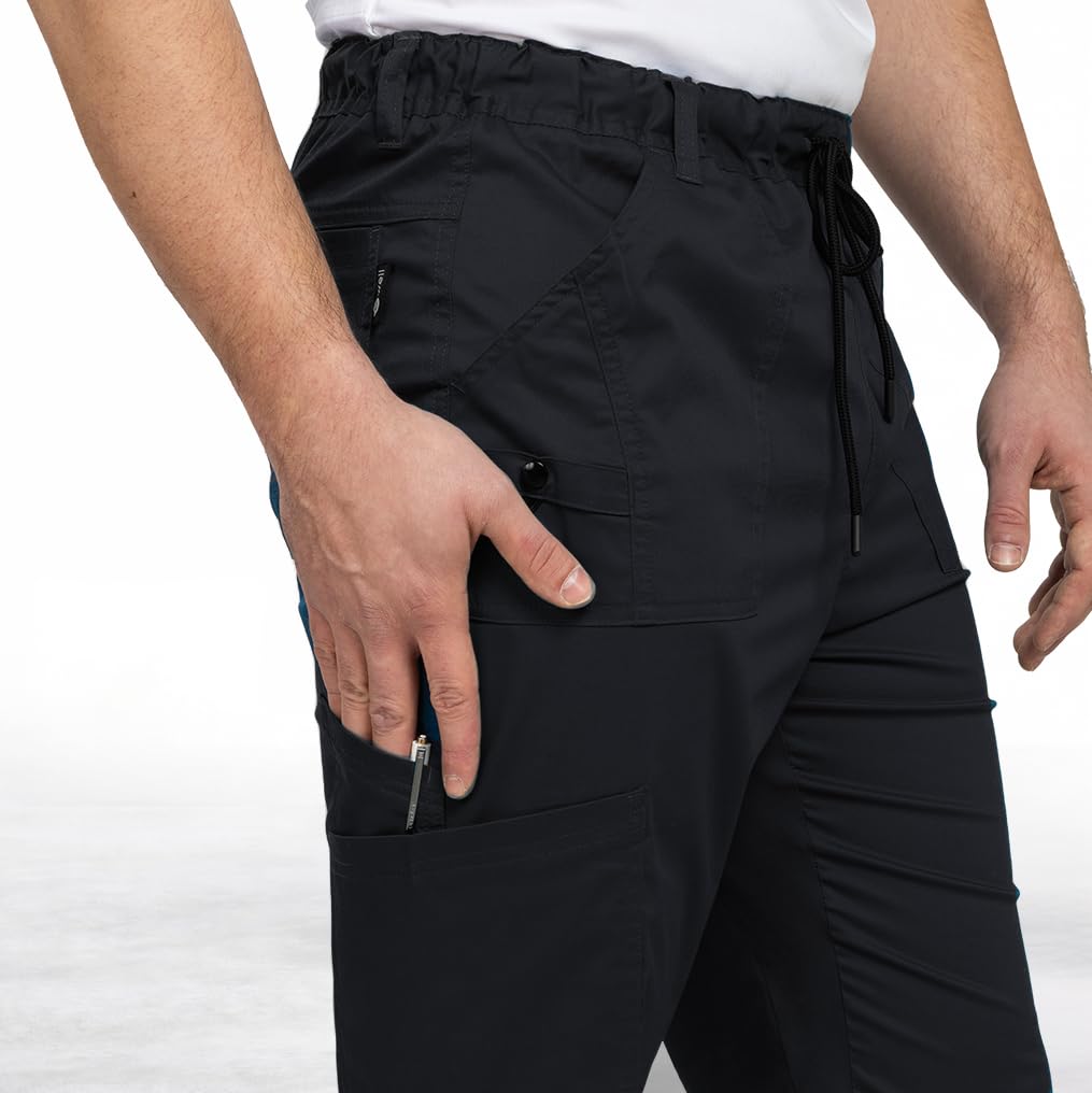 B-well Dante Man, pantaloni medici da uomo, di alta qualità, con elastico in vita