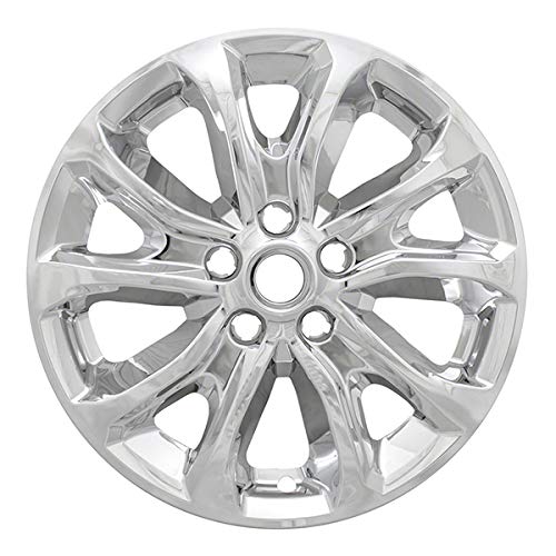 New Wheel Skins Covers Fits 2018-2020 Chevrolet Equinox; 17 Inch; 5 V-Spoke; Chrome Plated; Plastic; Set of 4; Not Compatible with Steel Wheels