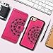 CASEOWL iPhone 7/iPhone 8/SE 2nd (2020) Case Wallet with Detachable Slim Case Fit Magnetic Car Mount,Card Solts Holder,Embossed Mandala Pattern Flower Floral Vegan Leather Flip Wallet Case[Hot Pink]