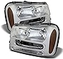 ACANII - For 2002-2009 Chevy Trailblazer 02-06 Ext w/Full Width Grille Bar Chrome Headlights Headlamps Pair Left+Right