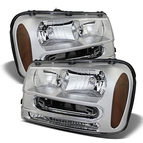 ACANII - For 2002-2009 Chevy Trailblazer 02-06 Ext w/Full Width Grille Bar Chrome Headlights Headlamps Pair Left+Right