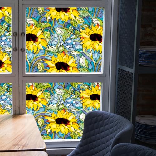 Vinilo decorativo para ventana con diseño girasol 15.7x40 in miniatura 2