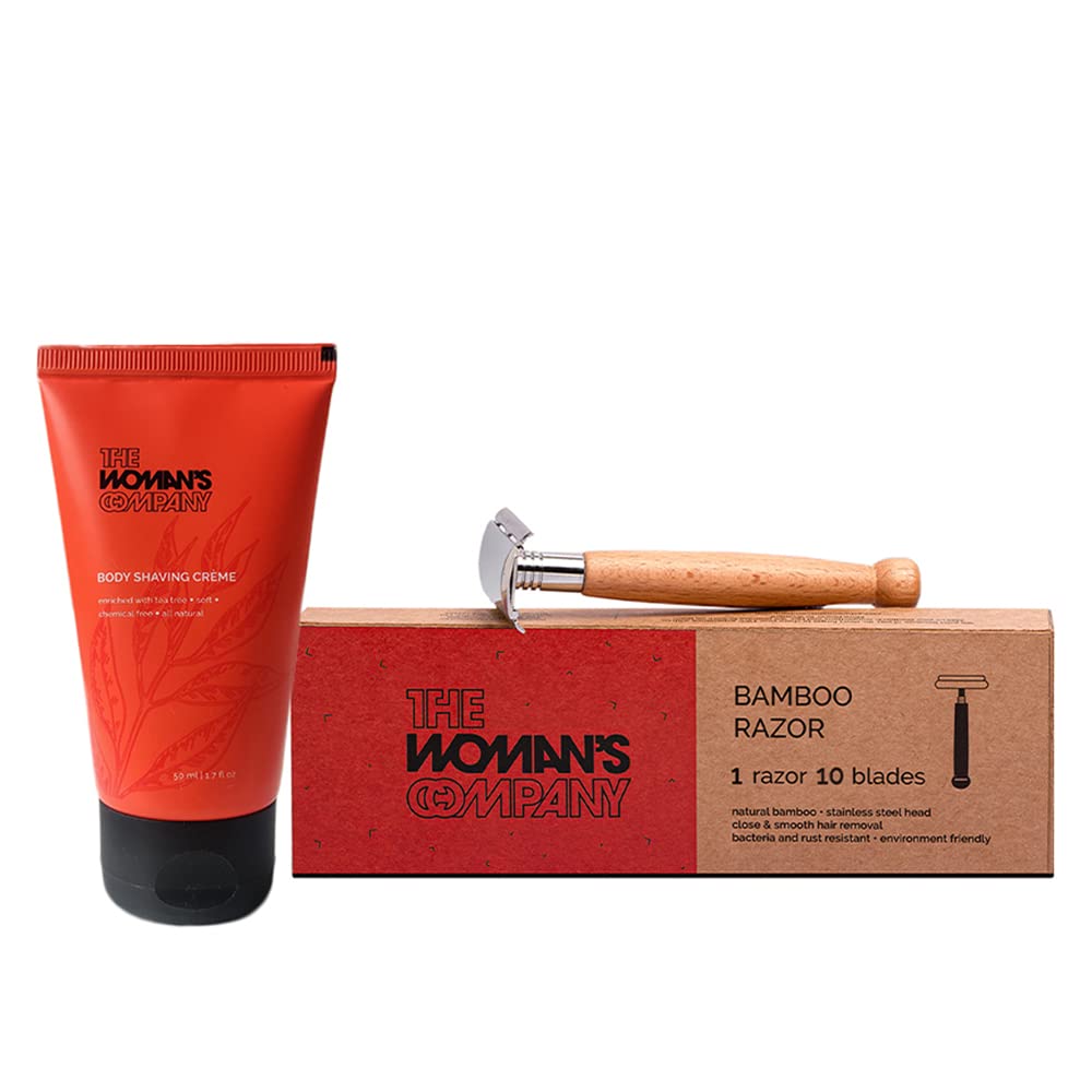 The Woman’s Company Body Shaving Crème with Bamboo Razor and 10 Blades| Enriched with Glycerine, Tea Tree, and Purified Water| Unisex| Organic Shaving Crème for all Skin Types. (B0B93TNX3C) Amazon Price History, Amazon Price Tracker