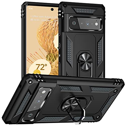 Google Pixel 6 Pro Case, Pixel 6 Pro Case, Yiakeng Military Grade Protective Cases with Ring for Google Pixel 6 Pro (Black)