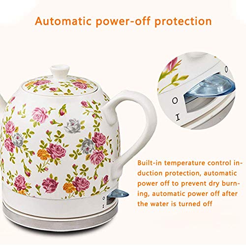 Tetera eléctrica de cerámica blanca sin cable 1.2L 1200W miniatura 7