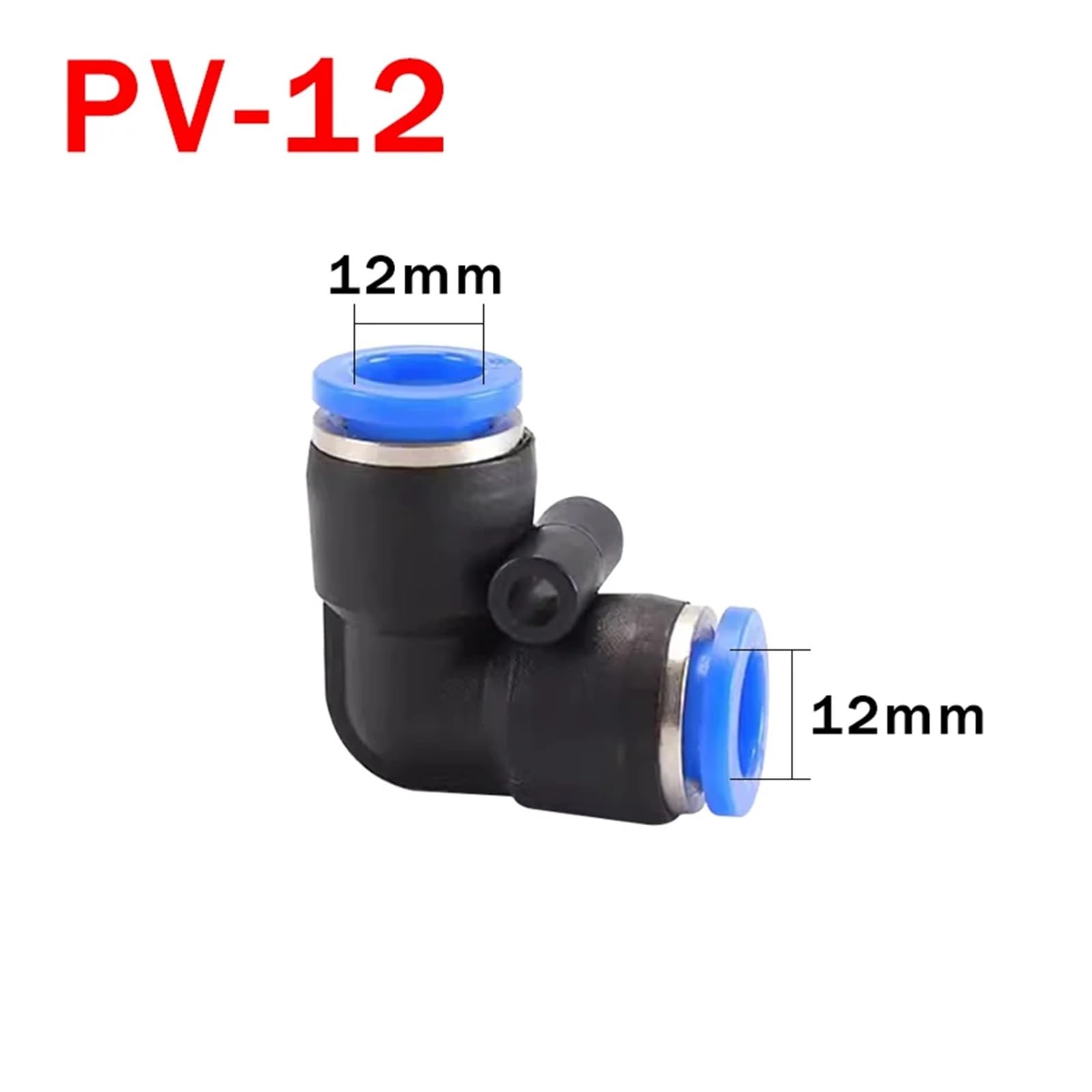 Conectores Neumáticos 10 Uds codo de grado PV conector rápido neumático de plástico 4mm 6mm 8mm 10mm 12mm tubo de manguera de aire conector de agua de empuje(PV-12,50 PCS)