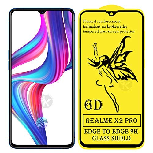 Image of Screen Protector for Realme X2 Pro (Black) Tempered Glass Edge-to-Edge 6D Screen Guard With Installation Kit