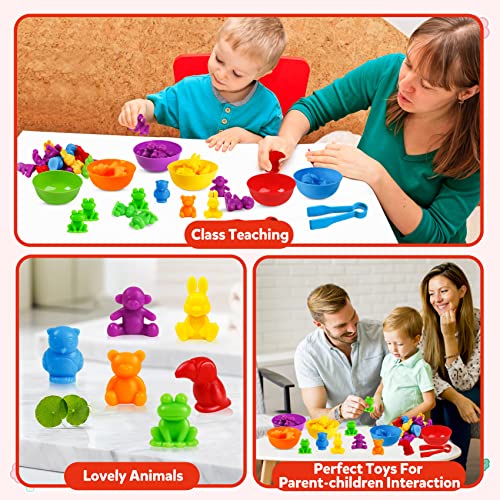 RAEQKS Counting Sorting Toys Matching Stacking Toys With Bowls Preschool Learning Activities For Math Montessori Fine Motor Skills Sensory Animals Toy Sets Gift for Toddlers Kids Boy Girl Aged 3+ Year - Image 7