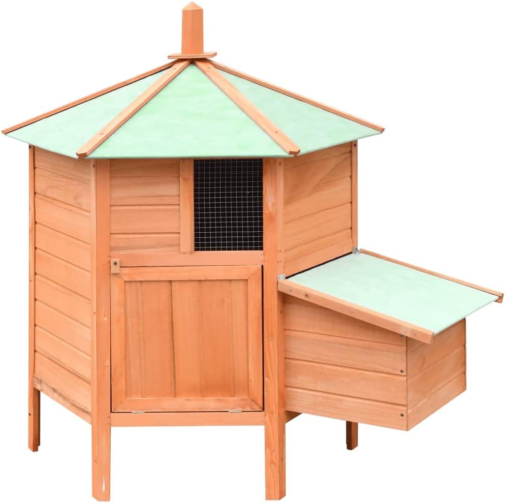 Wooden Chicken Coop, Rustic Outdoor Hen House for Backyard, Solid Pine and Fir Wood Cage with Egg Box and Ramp, Spacious Habitat for Small Animals, 49.6 x 36.2 x 49.2 Inches