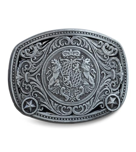 Schöneberger Trachten Couture Gürtelschnalle Hirsch & Wappen, Wechselschließe für 40mm Gürtel - Lederhosen Trachtenschnalle Bayern für Trachtengürtel (Wappen/Silber-Antik) Schöneberger Trachten Couture Gürtelschnalle Hirsch & Wappen, Wechselschließe für 40mm Gürtel - Lederhosen Trachtenschnalle Bayern für Trachtengürtel (Wappen/Silber-Antik)