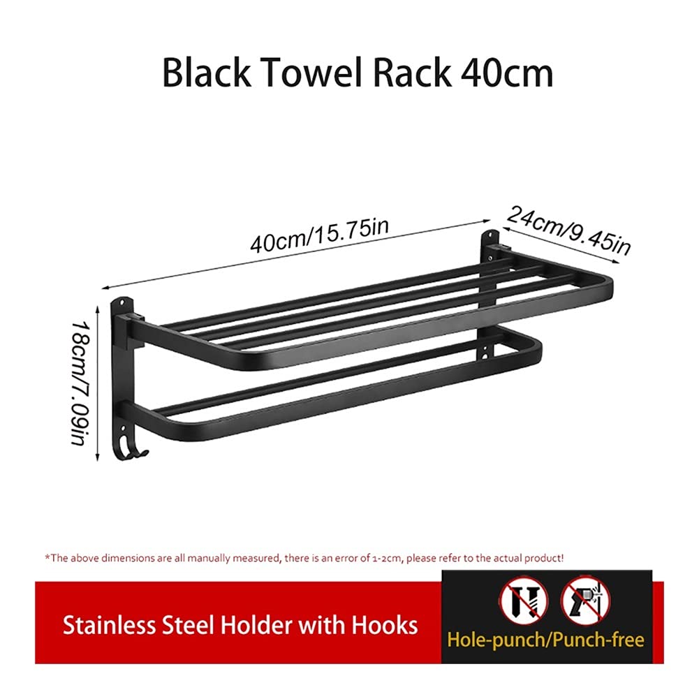 ISCBAFYX Toalleros, toallero de baño, toallero montado en la Pared, Gancho perforador, toallero Plegable para Pared, Accesorios de baño, Percha para Ropa, Estante de Ducha de almacenamiento/40 cm/a