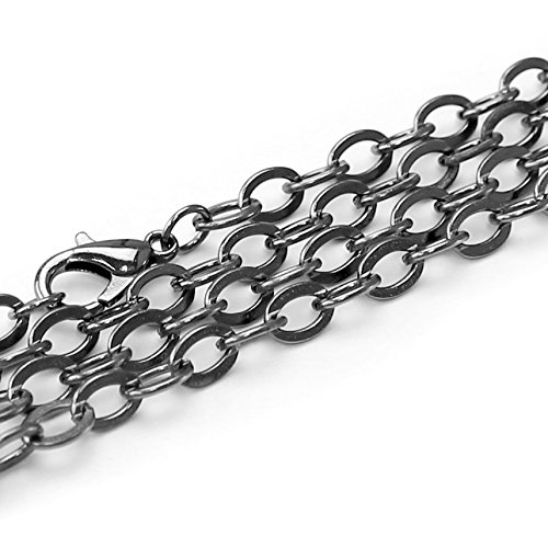 CleverDelights 5x7mm Cable Chain Necklaces - Gunmetal Silver Color - 5 Pack - 24 Inch Length