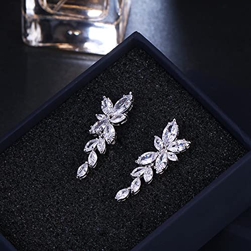 Wedding Earrings Elegant Dangle Drop CZ Marquise Cubic Zirconia AAAAA 18K Gold Plated Rhinestone Luxurious for Brides Bridal Wedding Women Precious Crystal2