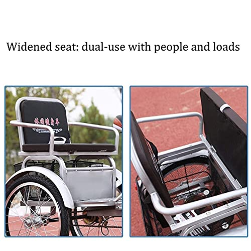 Triciclo para adultos de 20 pulgadas, con canasto trasero y asiento para pasajero, horquilla con suspensión, para personas mayores, mujeres y hombres miniatura 4