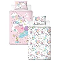 Peppa Pig Officially Licensed Bedtime Design Single Duvet Cover Set | Reversible 2 Sided Bedding Including Matching Pillow Case | Perfect For Kids Bedroom | Polycotton