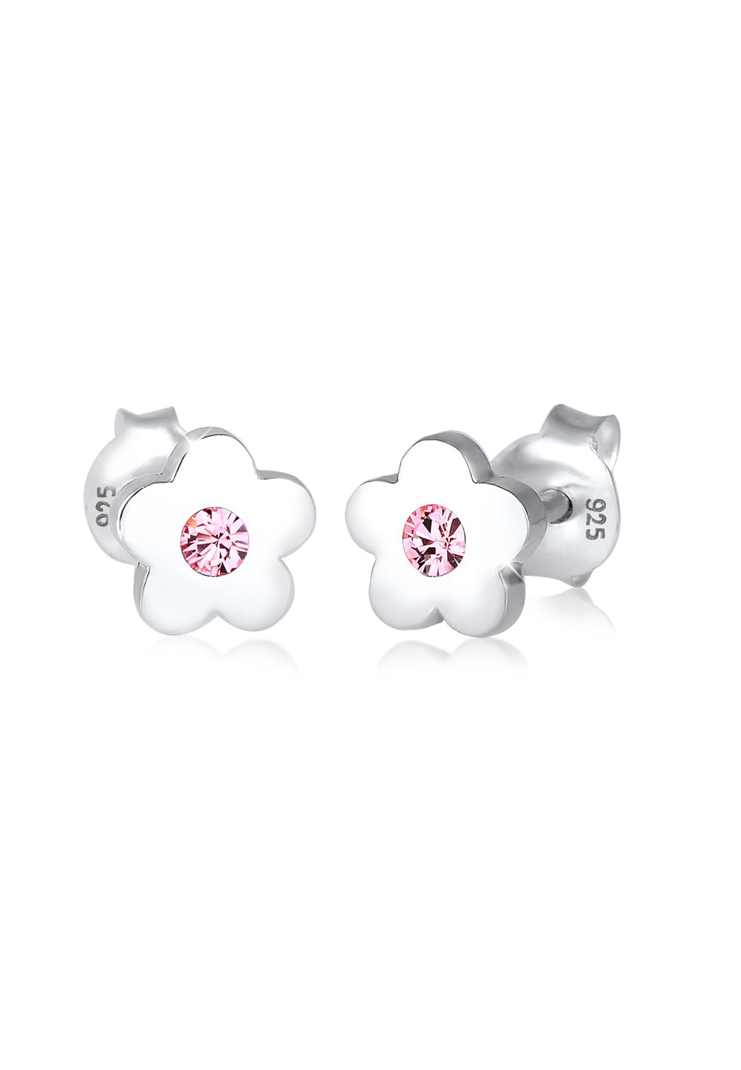 Earrings Children Kids Flower Crystals 925 Sterling Silver