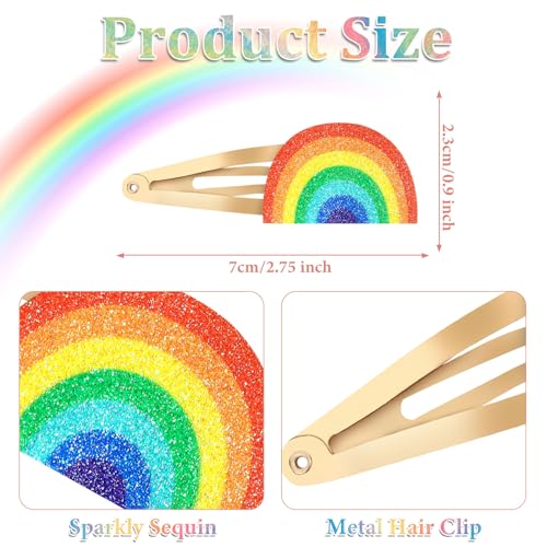 Paquete 6 pinzas para cabello metal con brillo arcoíris miniatura 2