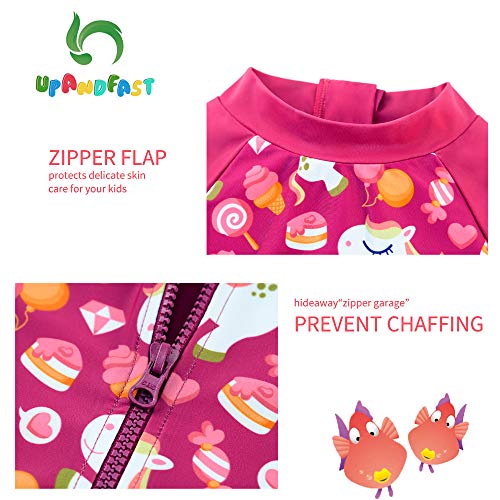 upandfast Baby/Toddler Swimsuit UPF 50+ Sun Protection One Piece Zipper Bathing Suit with Sun Hat Infant Beach Swimwear4