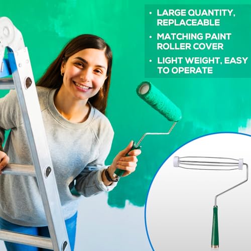 Image of Gerrii 9 Inch Paint Roller Painting Roller Frame 5 Wire, 12 Pcs, Green