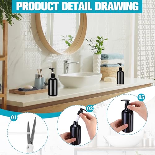 Image of CroBlissful 16 Pcs Empty Plastic Pump Bottles 8oz Refillable Lotion Pump Bottle Containers with Dispenser for Shampoo, Conditioner, Face Cream, Massage Oil, Liquid Soap (Black)