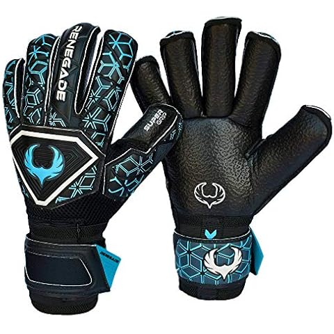 Renegade GK Triton Specter Goalie Gloves with Pro-Tek Finger Spines | 3.5+3mm Super Grip & 4mm Duratek | Black & Blue Soccer Goalkeeper Gloves (Size 7, Youth, Roll Cut, Level 2) Cover