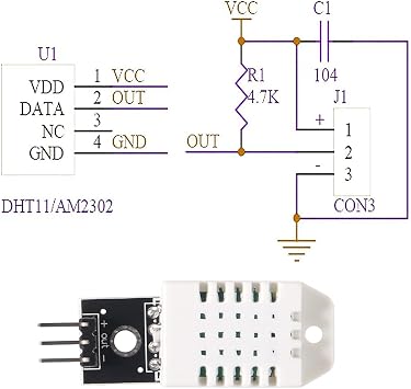DORHEA 2PCS DHT22 AM2302 Digital Temperature and Humidity Sensor Module Temperature Humidity Monitor Sensor 3Pins Module with Cable