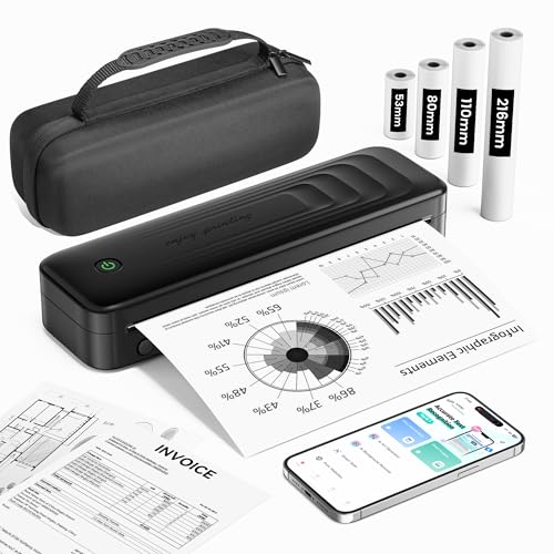 TATTMUSE Imprimante Thermique A4, Imprimante sans Encre Thermique Portable pour Le Voyage, Bluetooth...