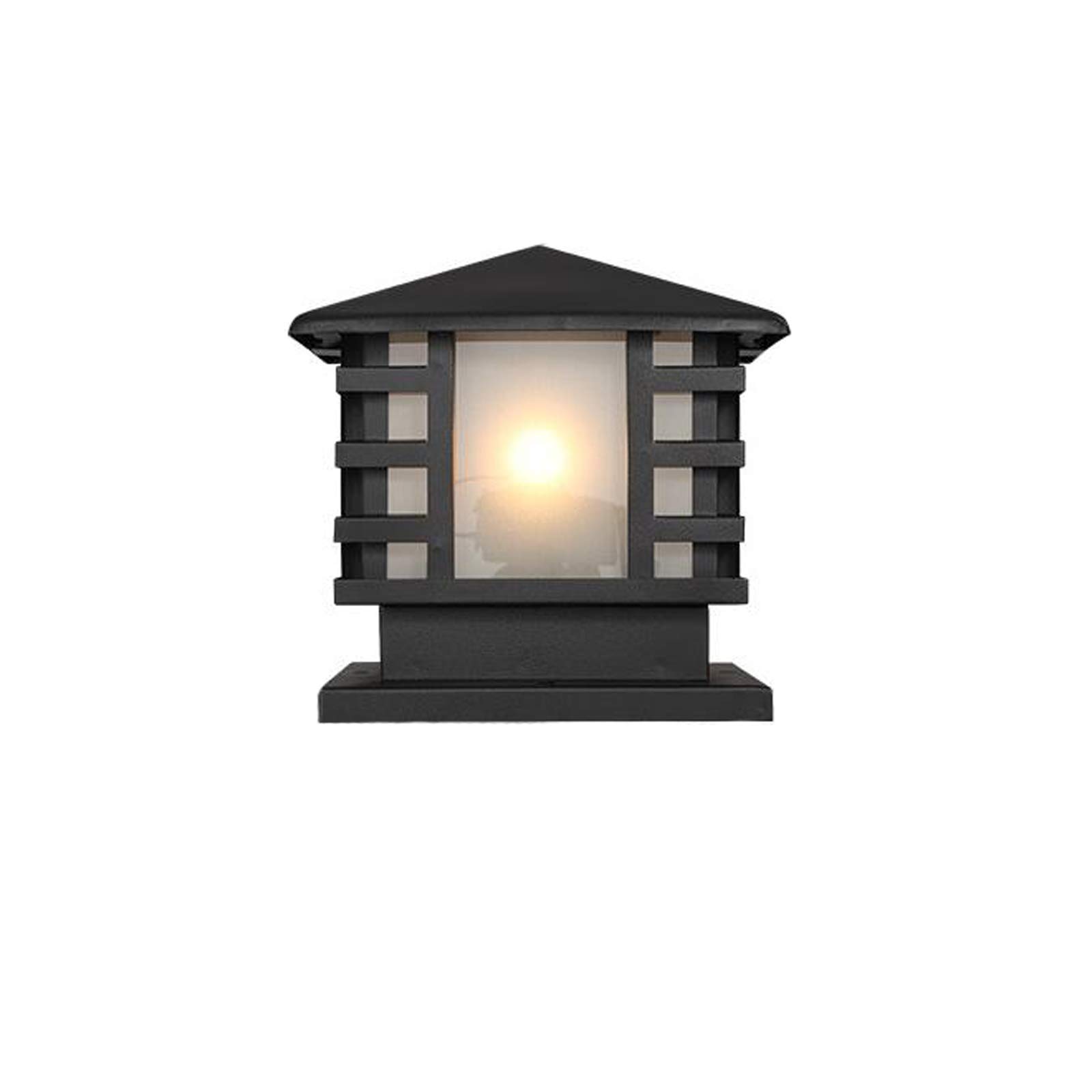 SiunwdiyCreative Modern Industrial Black E27 Decorative Column Lamp Post Head Lamp Street Lamp Aluminum Courtyard Garden Villa Door Post Table Lamp,Black,25cm